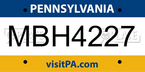 MBH4227 Pennsylvania License Plate