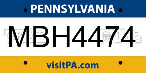 MBH4474 Pennsylvania License Plate
