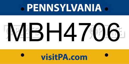 MBH4706 Pennsylvania License Plate