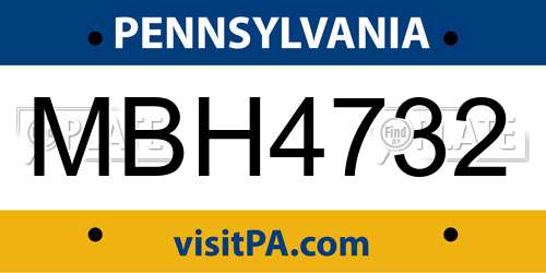 MBH4732 Pennsylvania License Plate