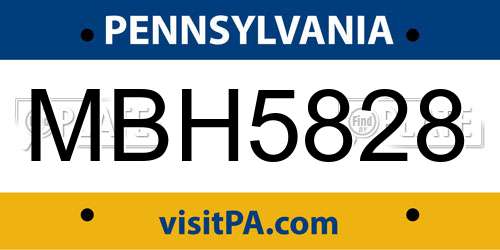 MBH5828 Pennsylvania License Plate