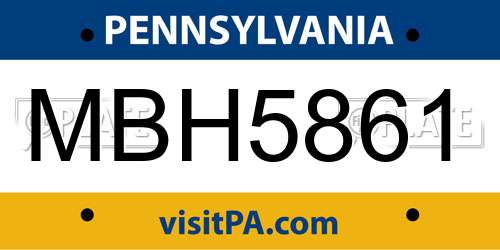 MBH5861 Pennsylvania License Plate