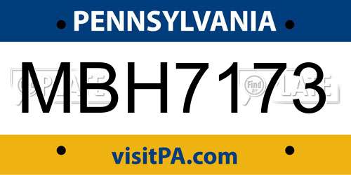 MBH7173 Pennsylvania License Plate