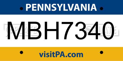 MBH7340 Pennsylvania License Plate