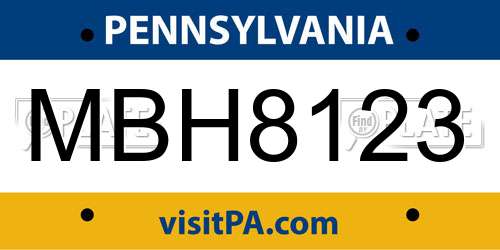 MBH8123 Pennsylvania License Plate