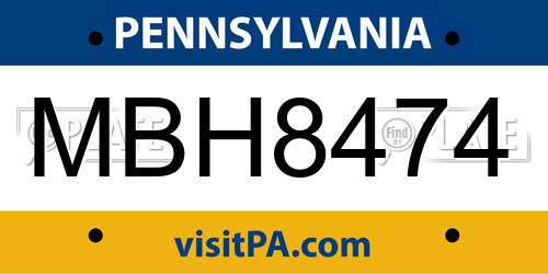 MBH8474 Pennsylvania License Plate