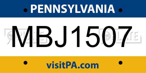 MBJ1507 Pennsylvania License Plate