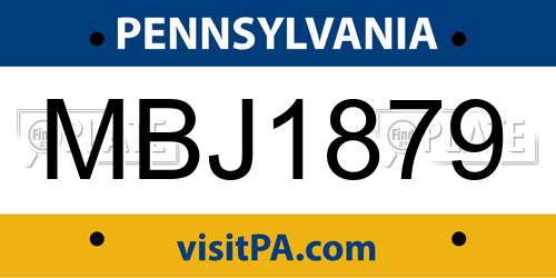 MBJ1879 Pennsylvania License Plate