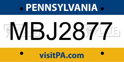 MBJ2877 Pennsylvania License Plate