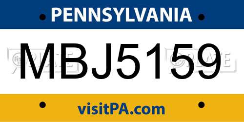 MBJ5159 Pennsylvania License Plate