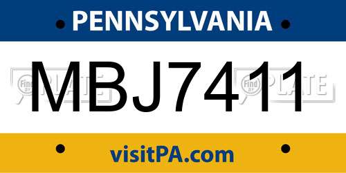 MBJ7411 Pennsylvania License Plate
