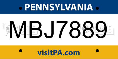 MBJ7889 Pennsylvania License Plate