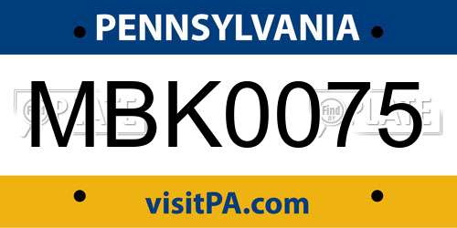 MBK0075 Pennsylvania License Plate