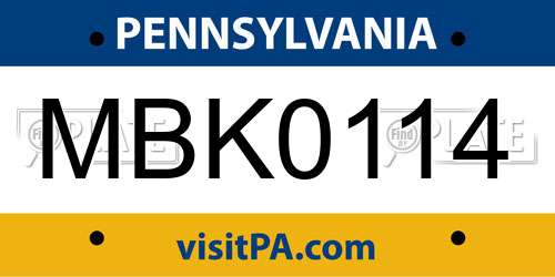 MBK0114 Pennsylvania License Plate