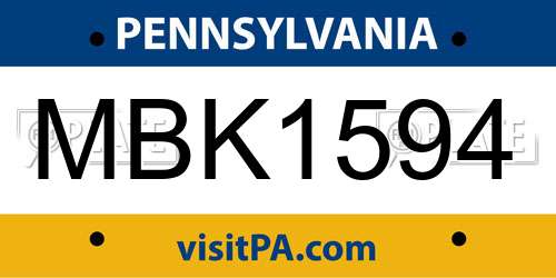 MBK1594 Pennsylvania License Plate