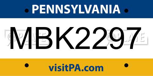 MBK2297 Pennsylvania License Plate