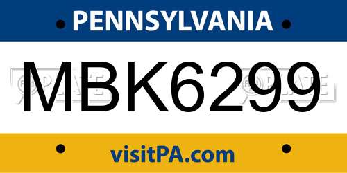 MBK6299 Pennsylvania License Plate
