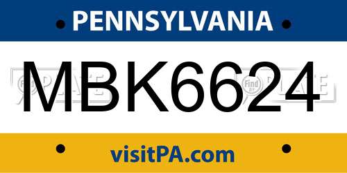 MBK6624 Pennsylvania License Plate