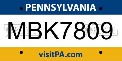 MBK7809 Pennsylvania License Plate