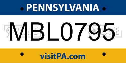 MBL0795 Pennsylvania License Plate