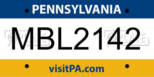 MBL2142 Pennsylvania License Plate