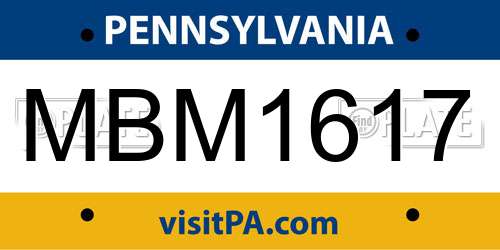 MBM1617 Pennsylvania License Plate