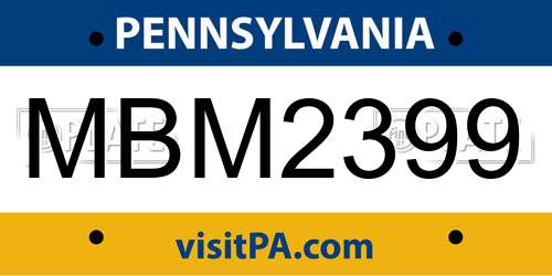 MBM2399 Pennsylvania License Plate