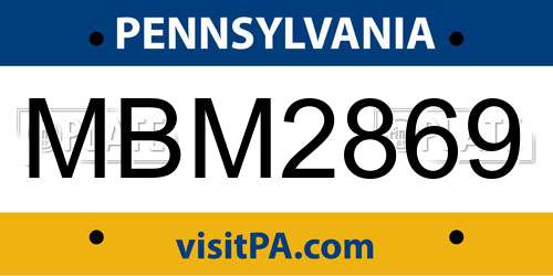 MBM2869 Pennsylvania License Plate