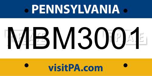MBM3001 Pennsylvania License Plate