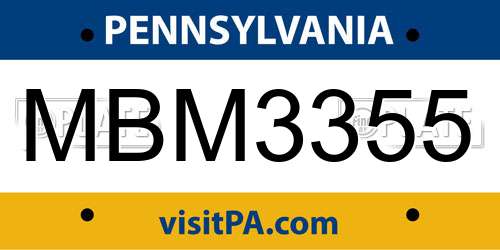 MBM3355 Pennsylvania License Plate