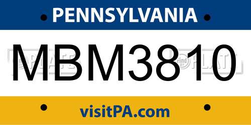 MBM3810 Pennsylvania License Plate