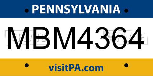 MBM4364 Pennsylvania License Plate