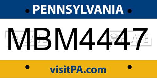 MBM4447 Pennsylvania License Plate