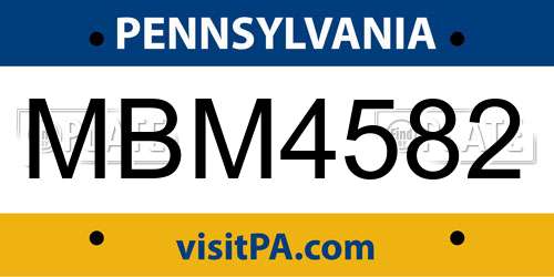 MBM4582 Pennsylvania License Plate