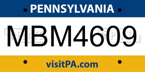 MBM4609 Pennsylvania License Plate