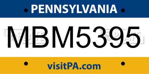 MBM5395 Pennsylvania License Plate