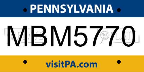MBM5770 Pennsylvania License Plate
