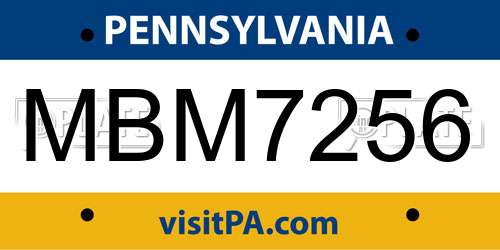 MBM7256 Pennsylvania License Plate