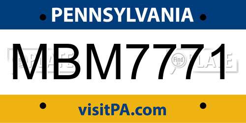 MBM7771 Pennsylvania License Plate