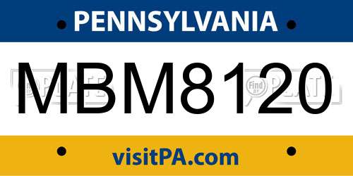 MBM8120 Pennsylvania License Plate