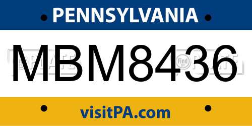 MBM8436 Pennsylvania License Plate