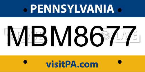 MBM8677 Pennsylvania License Plate
