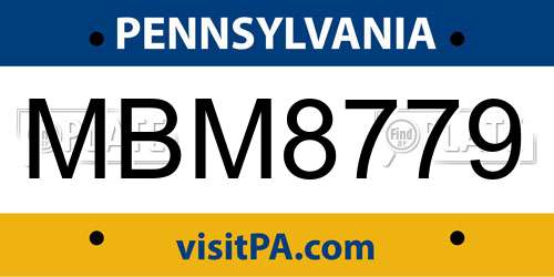 MBM8779 Pennsylvania License Plate