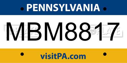MBM8817 Pennsylvania License Plate