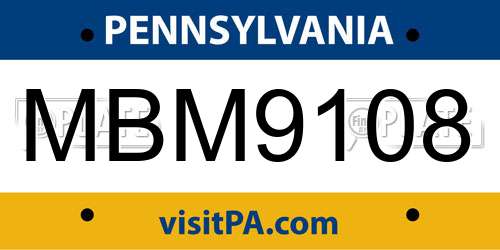 MBM9108 Pennsylvania License Plate