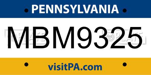 MBM9325 Pennsylvania License Plate