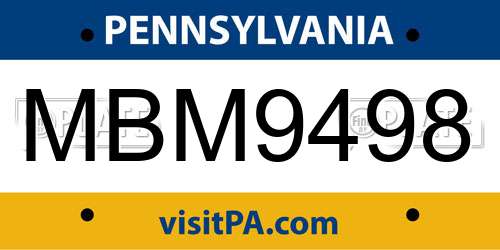 MBM9498 Pennsylvania License Plate