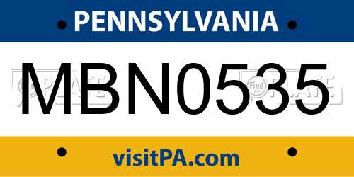 MBN0535 Pennsylvania License Plate