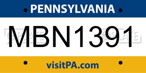 MBN1391 Pennsylvania License Plate
