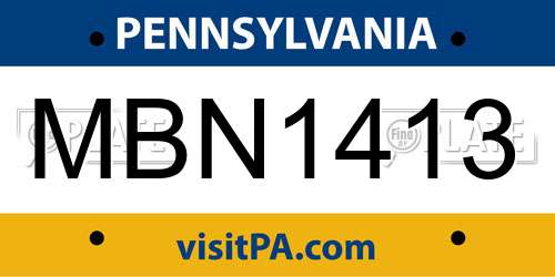 MBN1413 Pennsylvania License Plate